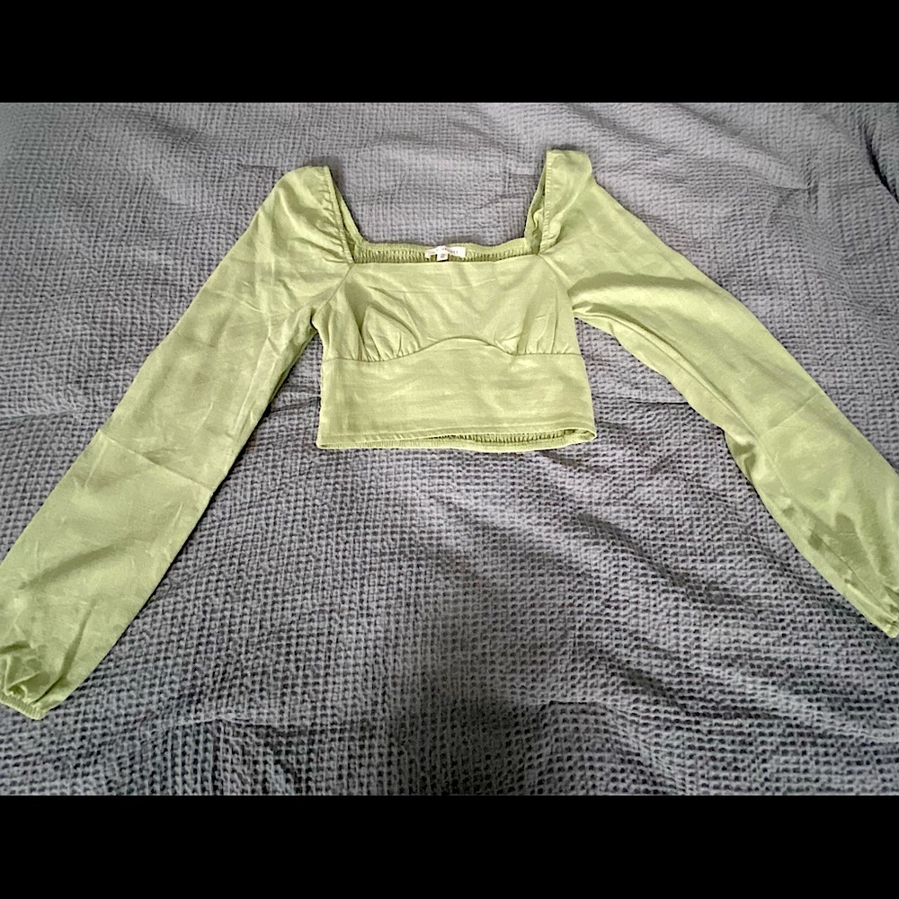 LA Hearts Pastel-green cropped long-sleeve shirt